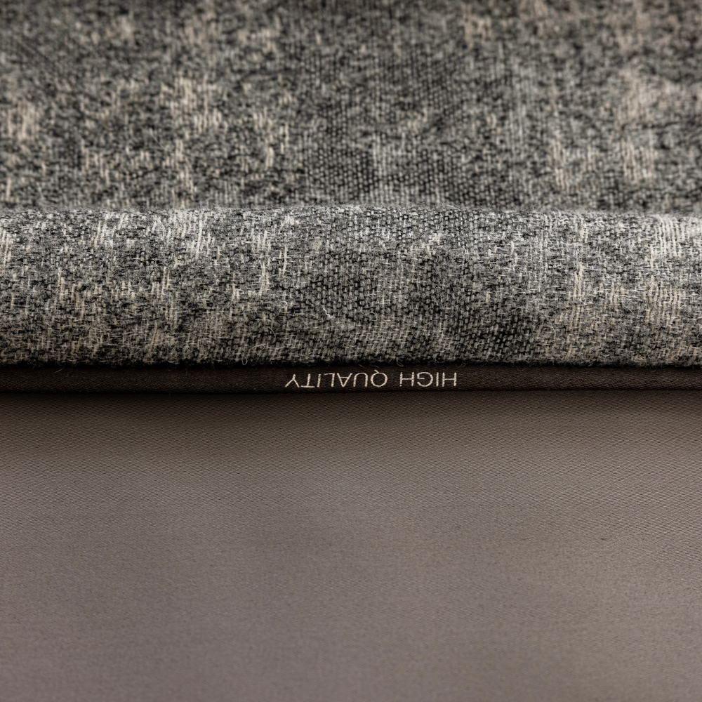 Шерстяная портьерная ткань «Graphite Tweed» — натуральная шерсть с мелким твидовым меланжем для штор от пола до потолка