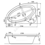 Ванна акриловая Эдера L 170х110см без ножек левосторонняя Santek 1.WH11.1.995