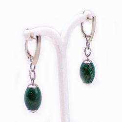 Серьги из малахита (родирование)