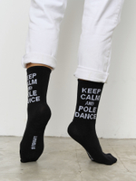 Носки женские высокие черные " KEEP CALM AND POLE DANCE "