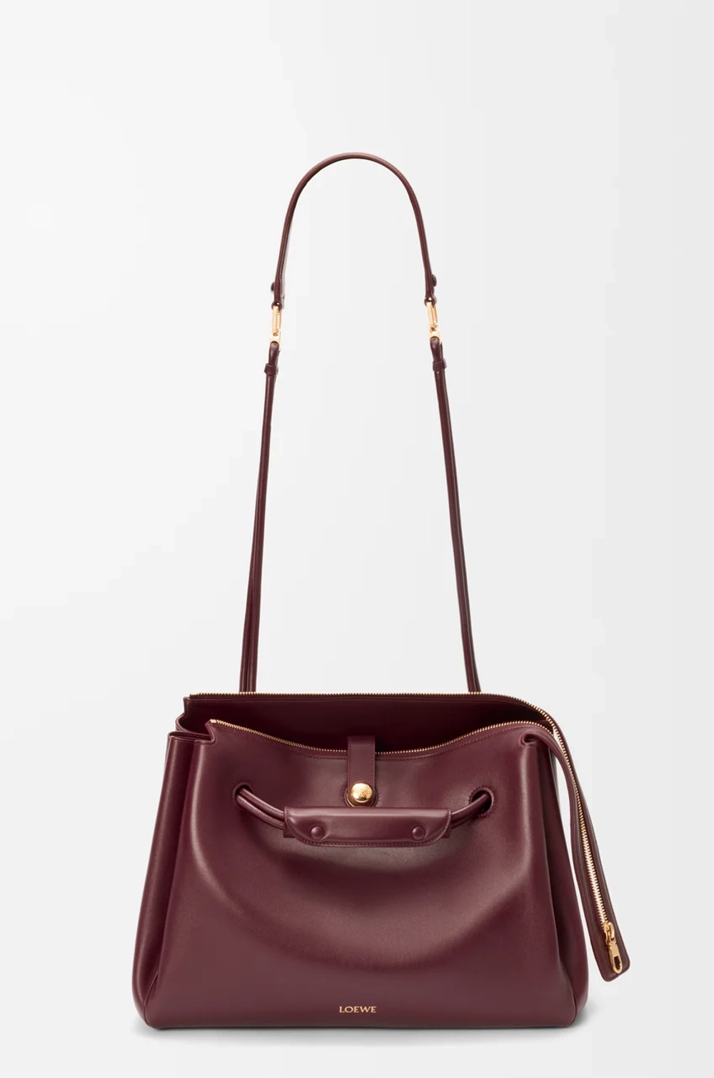 Loewe Большая сумка Madrid из мягкой телячьей кожи, бургунди