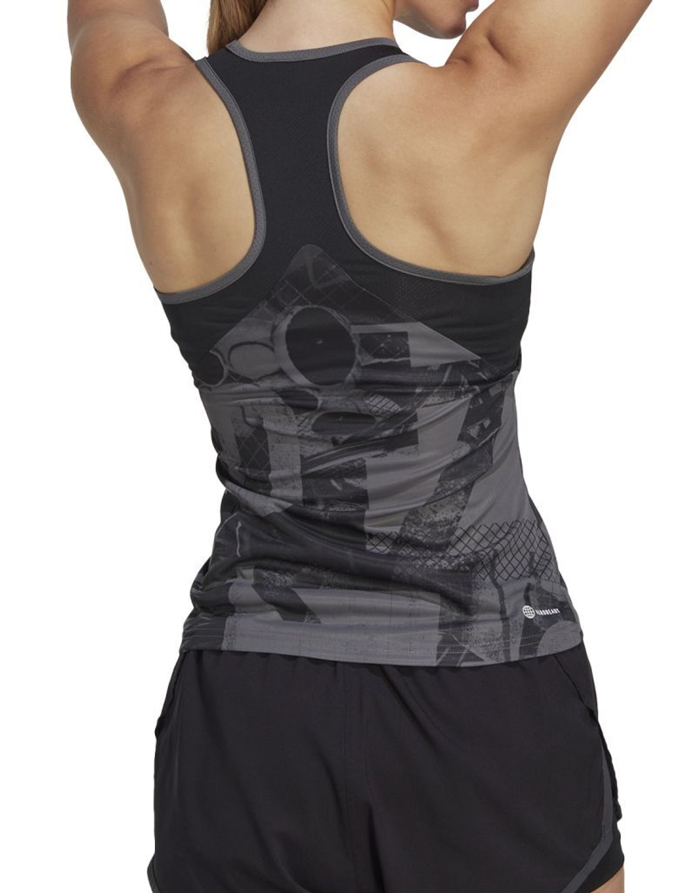 Женский топ теннисный Adidas Club Graphic Tank - grey five/black/carbon