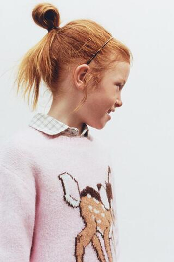 ZARA СВИТЕР С ПРИНТОМ BAMBI © DISNEY, РОЗОВЫЙ