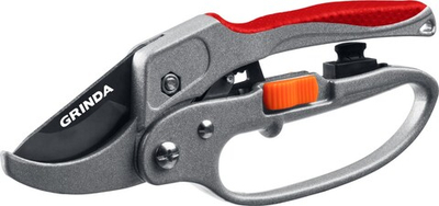 GRINDA G-15, 200 мм, стальные лезвия, храповый механизм, с эфесом, с алюминиевыми рукоятками, контактный секатор (8-423034)