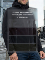 Ветровка мужская софтшелл виндстоппер с капюшоном спортивная черного цвета 9615_1Ch