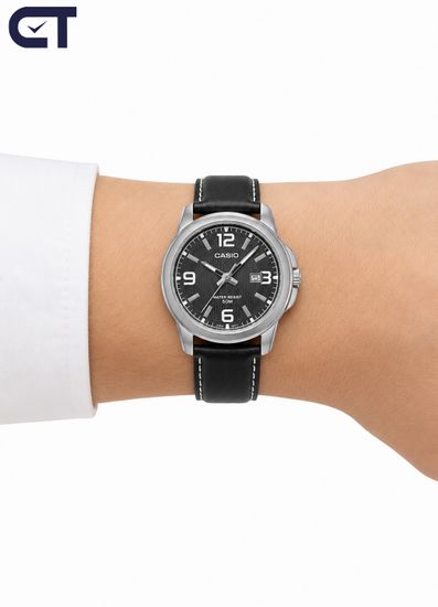 Casio MTP-1314L-8A Standard часы наручные мужские — модель с графитовым циферблатом и кожаным ремешком