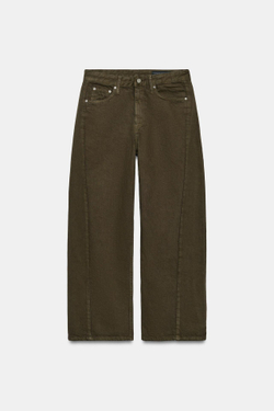 ZARA ДЖИНСЫ ZW COLLECTION ANKLE RELAXED СО СРЕДНЕЙ ПОСАДКОЙ, ХАКИ