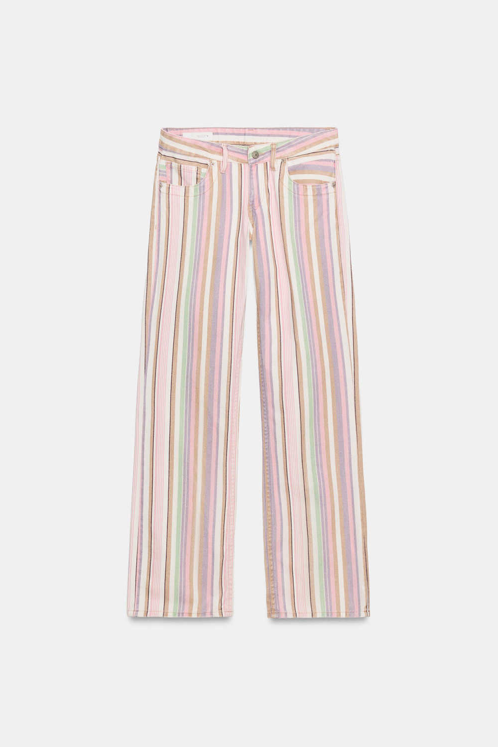 ДЖИНСЫ TRF WIDE LEG В ПОЛОСКУ С НИЗКОЙ ПОСАДКОЙ — ZARA