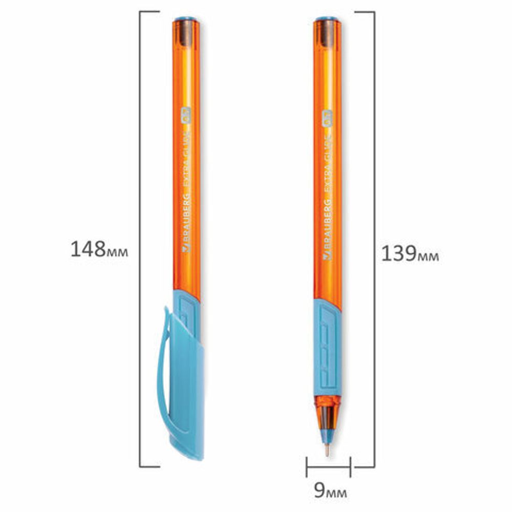 Ручка шариковая масляная с грипом BRAUBERG "Extra Glide GT Sky Blue", 1шт, СВЕТЛО-СИНЯЯ, игольчатый узел 0,7 мм, линия письма 0,35 мм, 144074