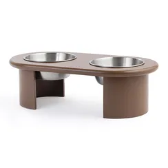 Миска двойная на подставке Плато цвета мокко из коллекции pets essential
