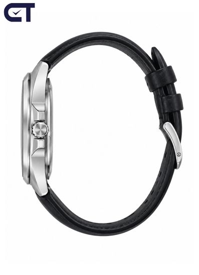 CASIO EFV-140L-1AVUDF EDIFICE мужские наручные часы — хронограф на кожаном ремешке с черный циферблатом