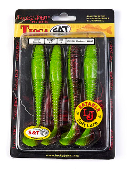 Виброхвосты съедобные LJ Pro Series TIOGA FAT 4.5in (11,4 см), цв. T44, 4 шт.