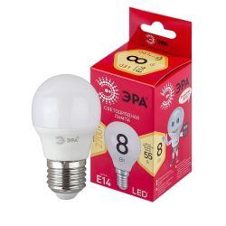 Лампа светодиодная ЭРА RED LINE LED P45-8W-827-E14 R 8Вт шар теплый белый свет E14 | Лампы cветодиодные Шар (G/P)