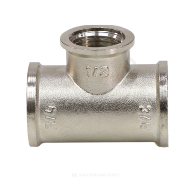 Тройник латунь никель переходной Ду 25х15х25 (1"х1/2"х1") ВР VALFEX VF.750.N.100.012.100