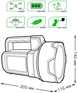 Ручной фонарь gauss GFL602 черный