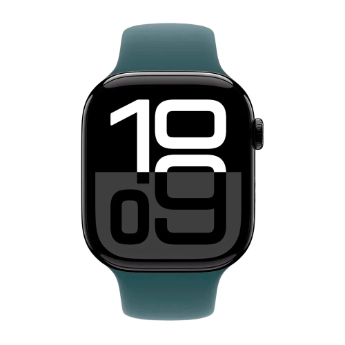 Умные часы Apple Watch Series 10 GPS, 46mm, Jet Black Aluminium Case with Sport Band M/L, Lake Green (Черный)