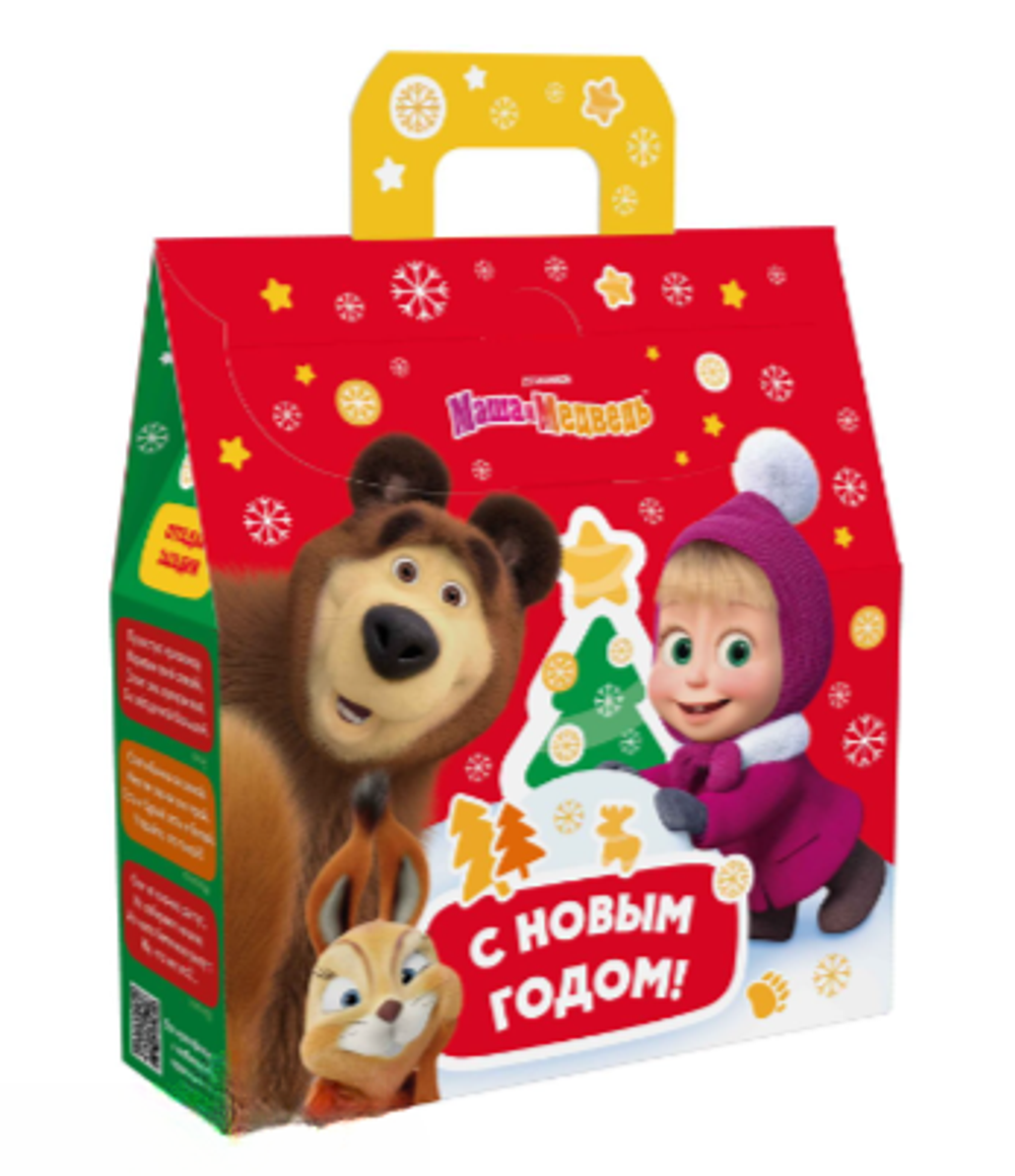 Подарочная коробка для конфет "Маша и Медведь-QR" 550гр (1/200шт)