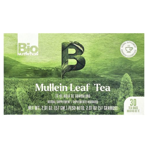 Bio Nutrition, Чай из листьев коровяка, без кофеина, 30 чайных пакетиков, 57 г (2,01 унции)
