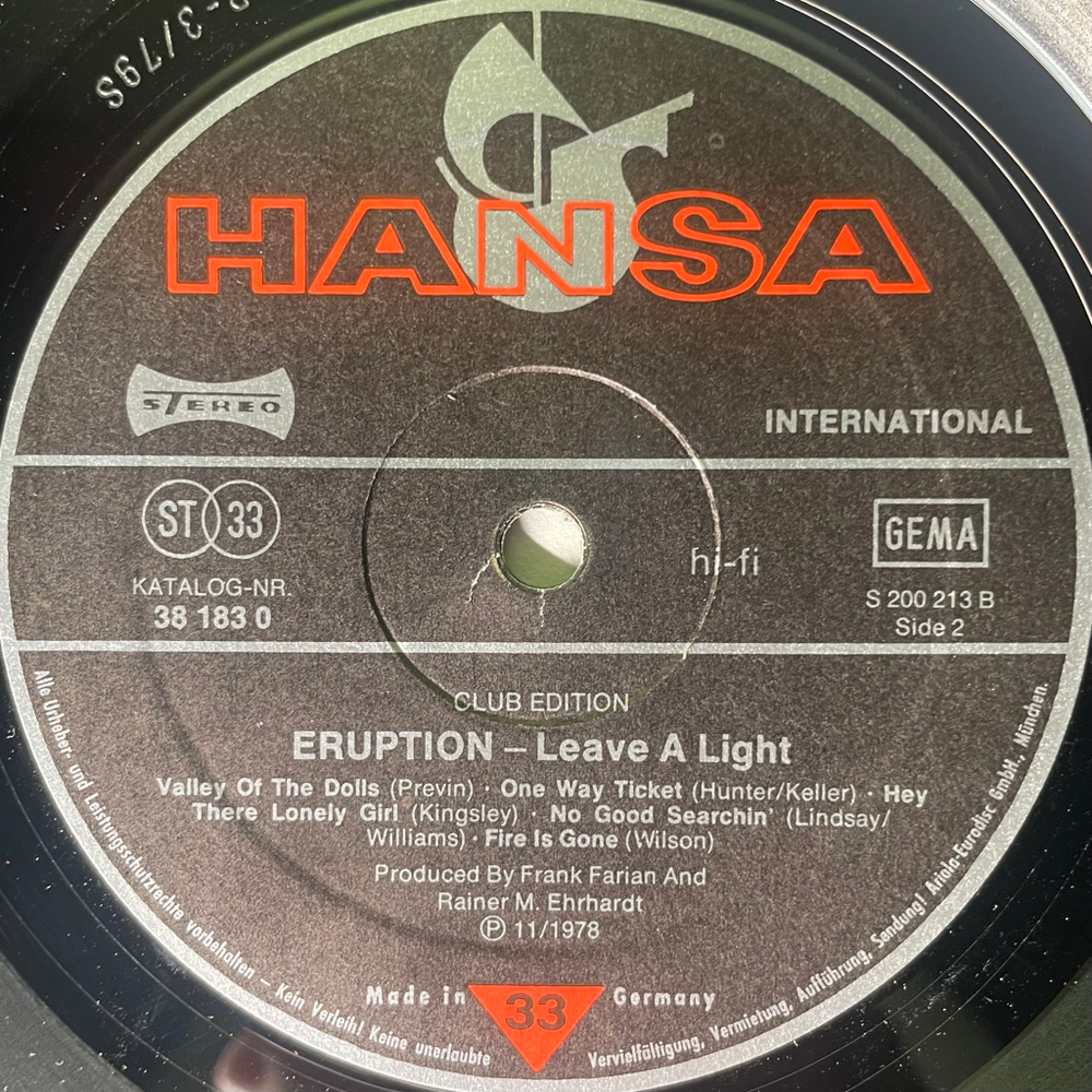 Eruption – Leave A Light (Германия 1979г.)