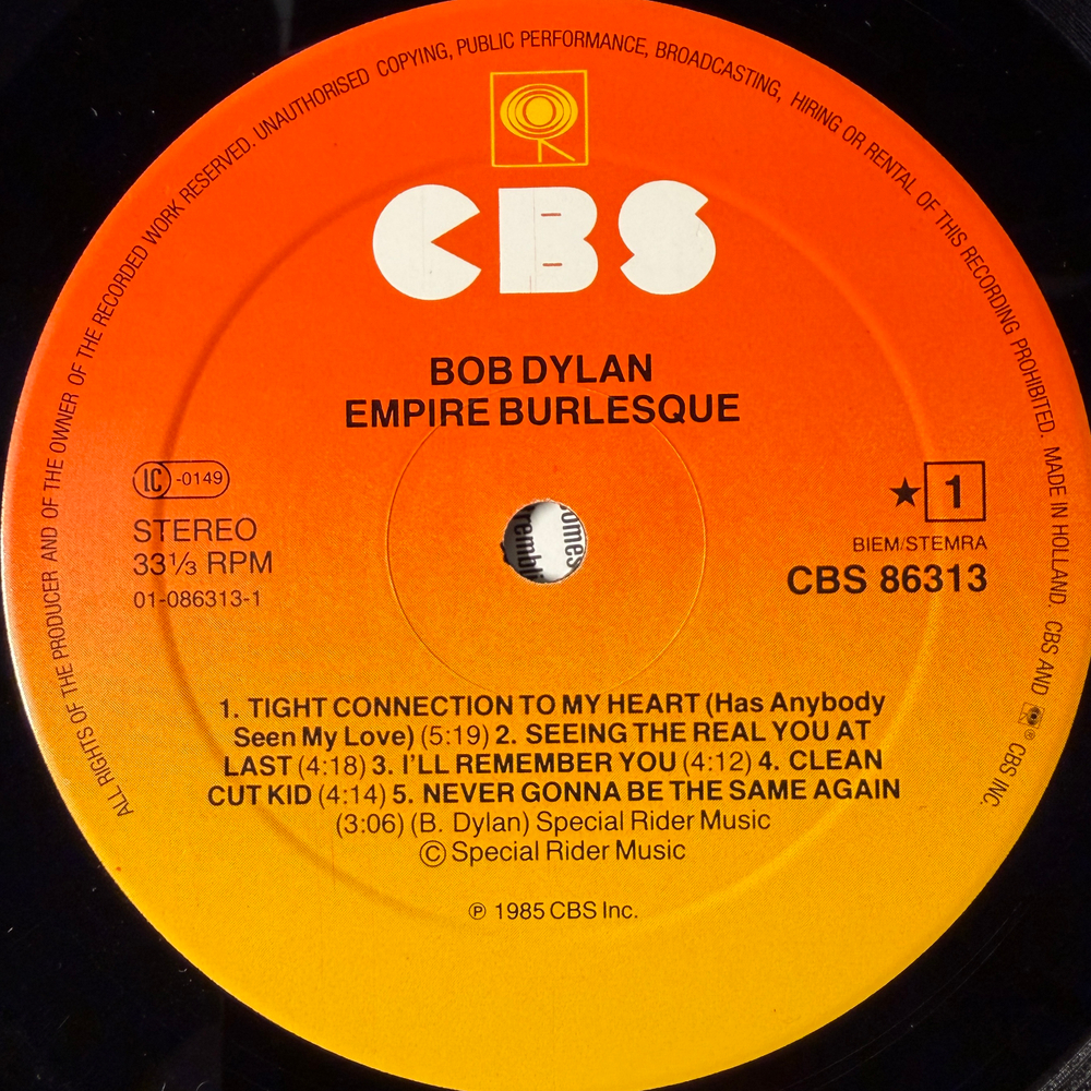 Bob Dylan - Empire Burlesque (Голландия 1985г.)