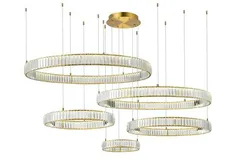 Люстра подвесная светодиодная NewRgy 2107A-DW-40+60+80+10+12 BRASS, 220 Вт, латунная