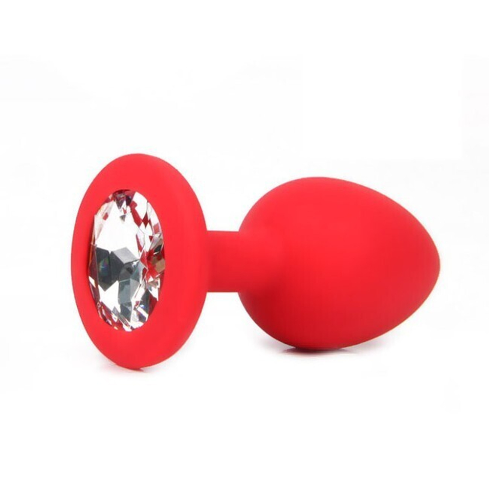 Маленькая красная пробка с позраным кристаллом ONJOY Silicone Collection (Цвет: красный)
