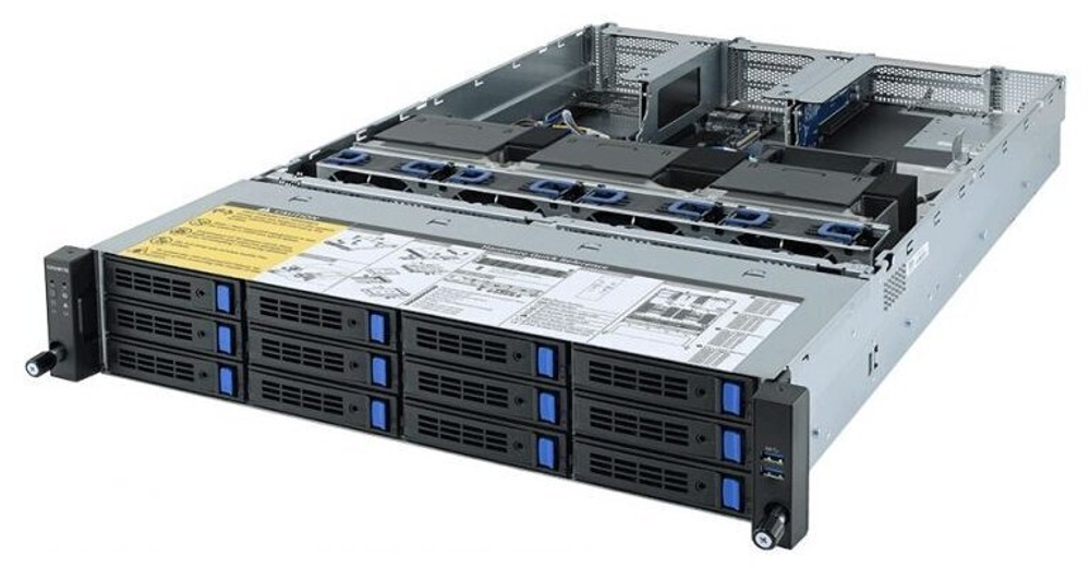 Сервер GIGABYTE R282-Z93 (rev. 115) без процессора/без ОЗУ/без накопителей/2 x 2000 Вт/LAN 1 Гбит/c