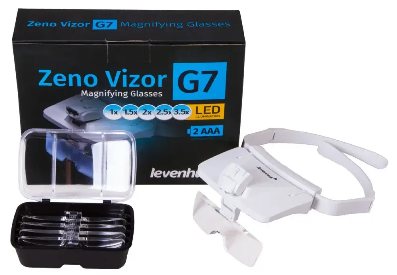 Лупа-очки Levenhuk Zeno Vizor G7 с коробкой и аксессуарами