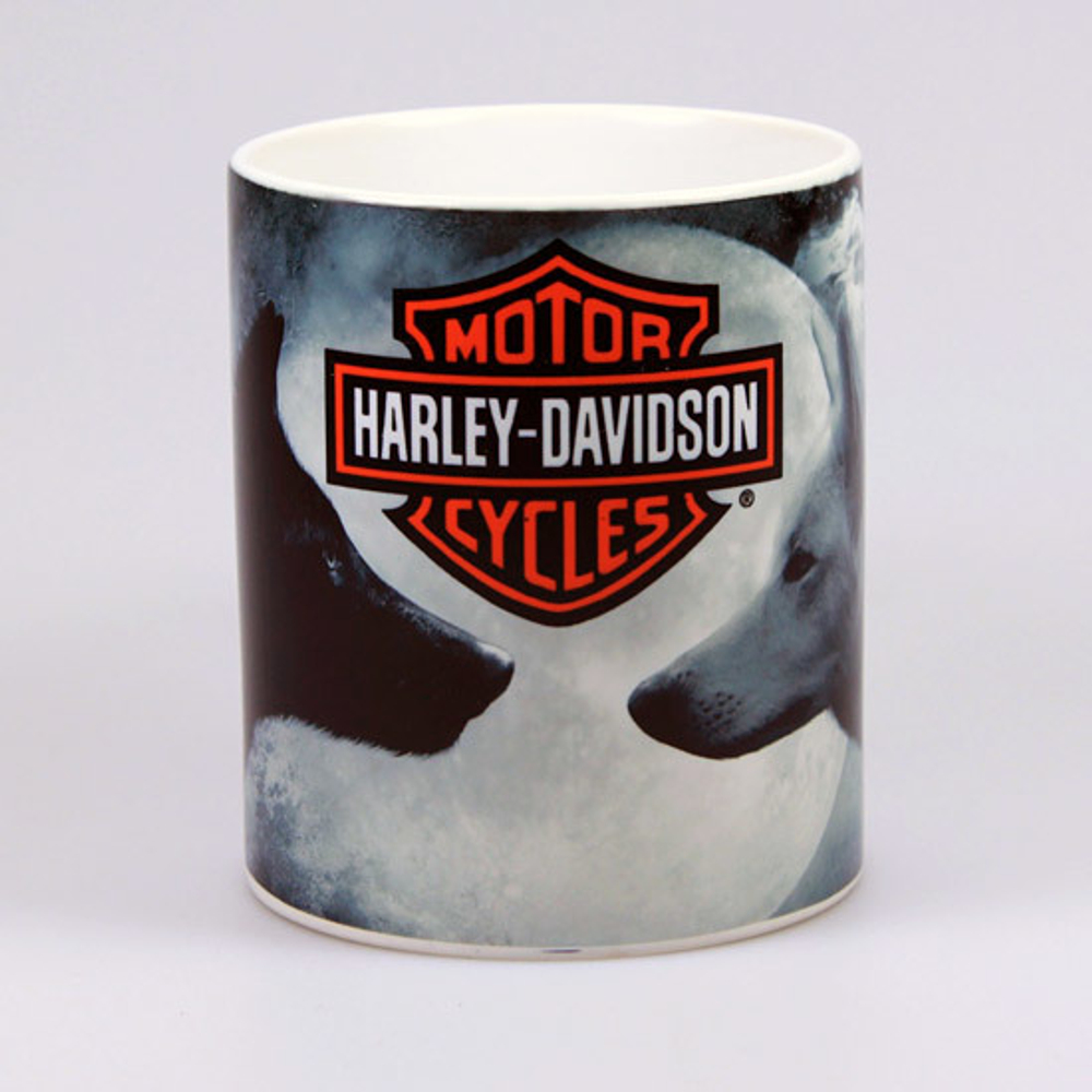 Кружка Harley Davidson ( лого/ волки чёрный и белый )