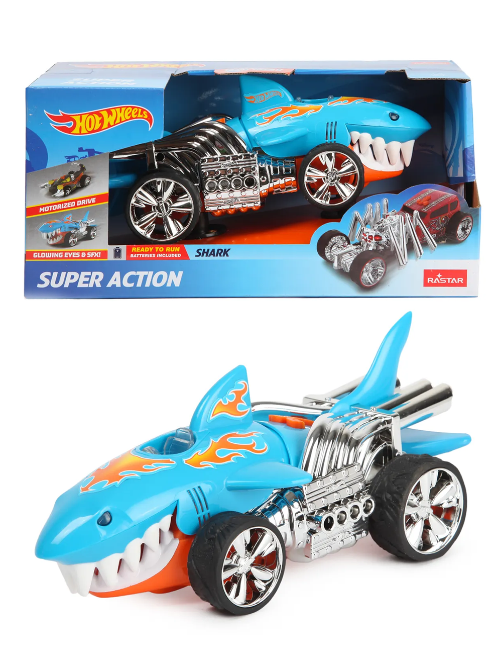 Машина Хот вилс машинка в виде акулы с дизайном 62002 | Hot Wheels Action Sharkruiser c большими колёсами 3+