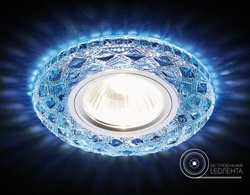 Точечный светодиодный светильник S288 BL хром/сапфир Хрусталь MR16+3W Ambrella