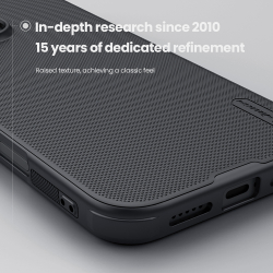 Усиленный чехол черного цвета от Nillkin для смартфона iPhone 16 Pro, серия Super Frosted Shield Pro