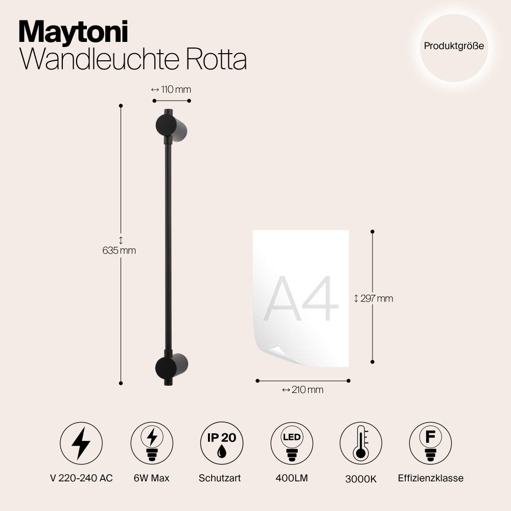 Настенный светодиодный светильник Maytoni Rotta MOD413WL-L6B3K