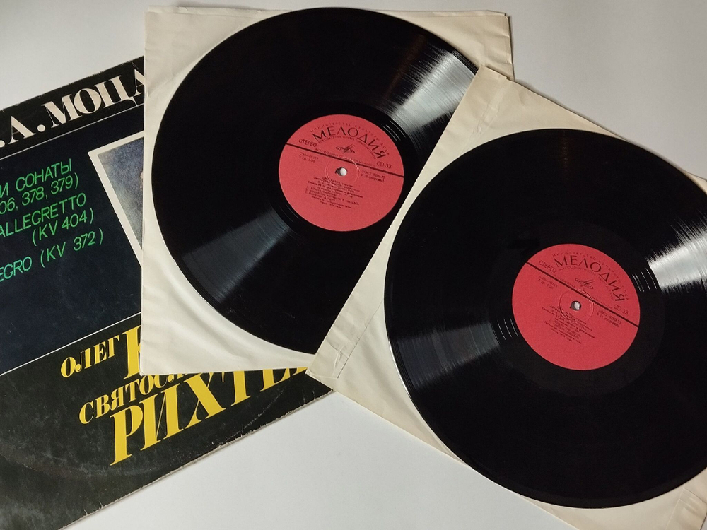 Винтажная виниловая пластинка LP В.А. Моцарт, Олег Каган, Святослав Рихтер Три Сонаты KV 306, 378, 379) (СССР 1977)