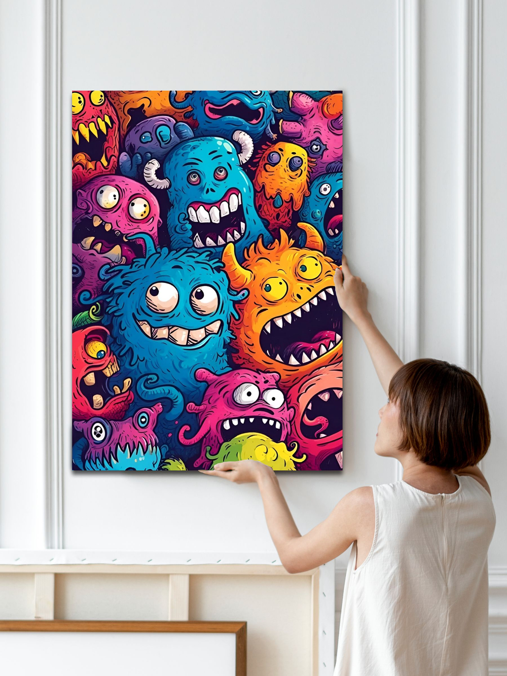 Картина Улыбчивые монстрики модульная 50x70см 1шт.