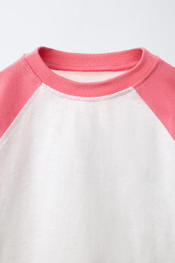 ZARA ФУТБОЛКА С РУКАВАМИ РЕГЛАН, РОЗОВЫЙ