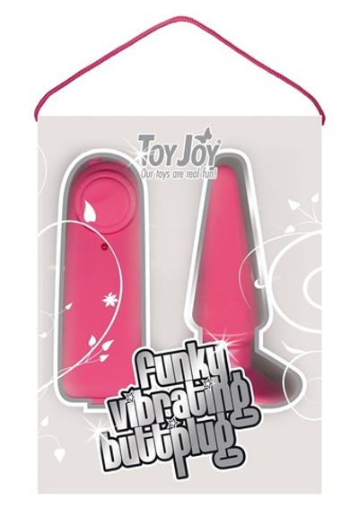 Розовая анальная пробка с вибрацией Funky Vibrating - 10,5 см.