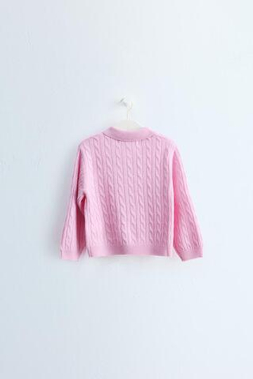 ZARA TIMELESS — СВИТЕР ПОЛО ИЗ 100% ШЕРСТИ С УЗОРОМ «КОСЫ», РОЗОВЫЙ