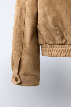 ZARA КУРТКА ИЗ 100% КОЖИ, МЕДОВЫЙ