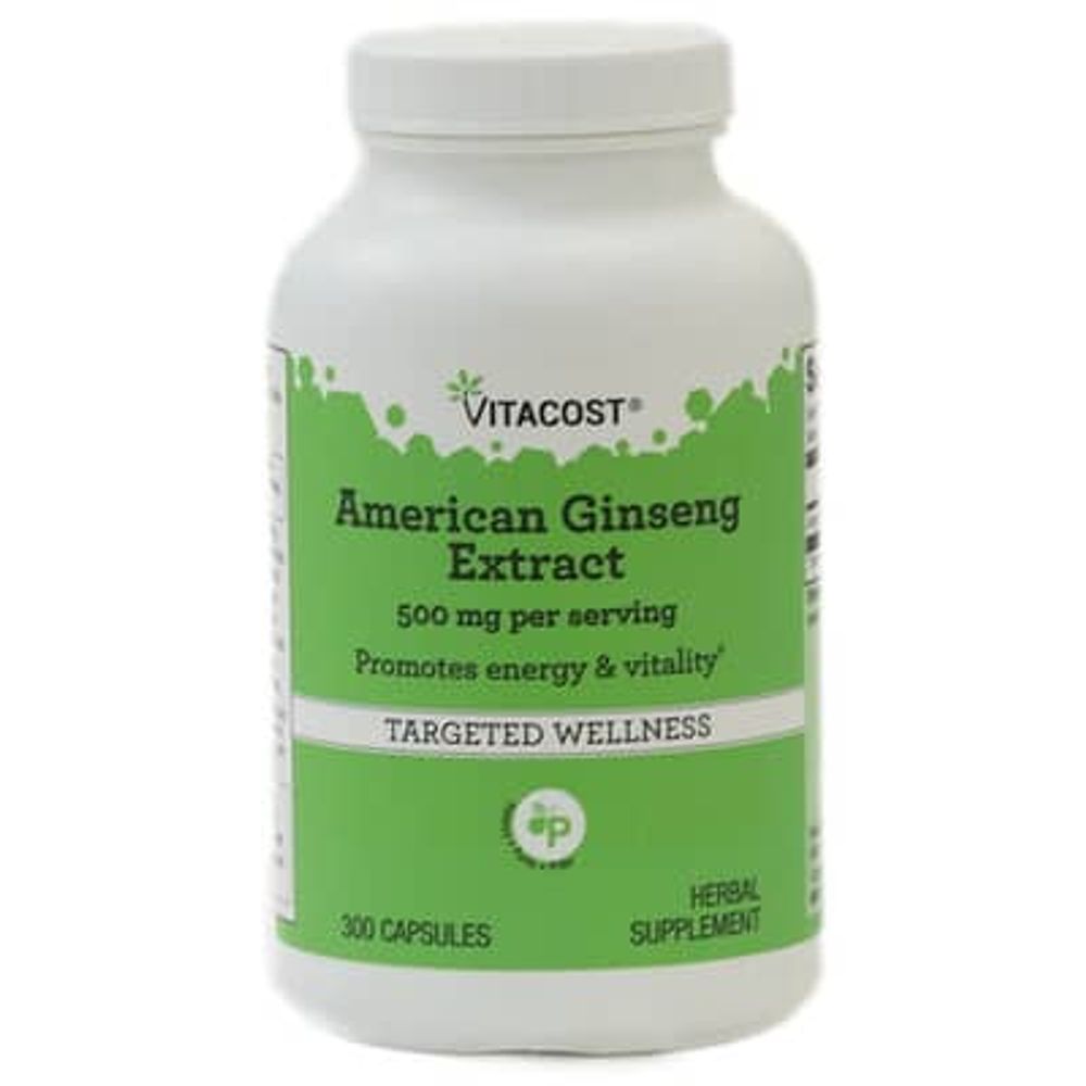Vitacost, экстракт женьшеня американского, 300 капсул (250 мг в 1 капсуле)