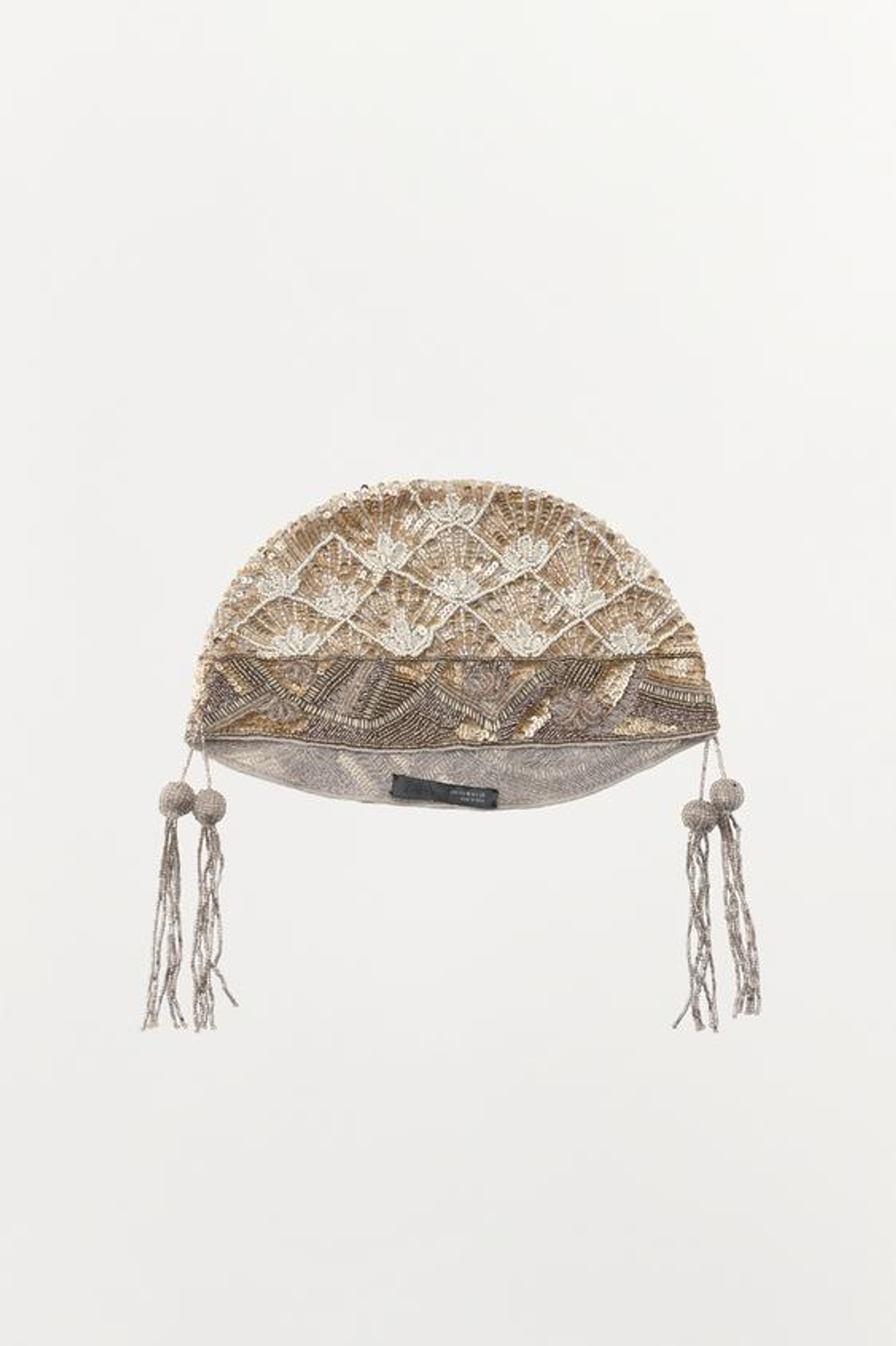 ZARA ШАПОЧКА С БУСИНАМИ И КИСТОЧКАМИ LIMITED EDITION, ЗОЛОТОЙ