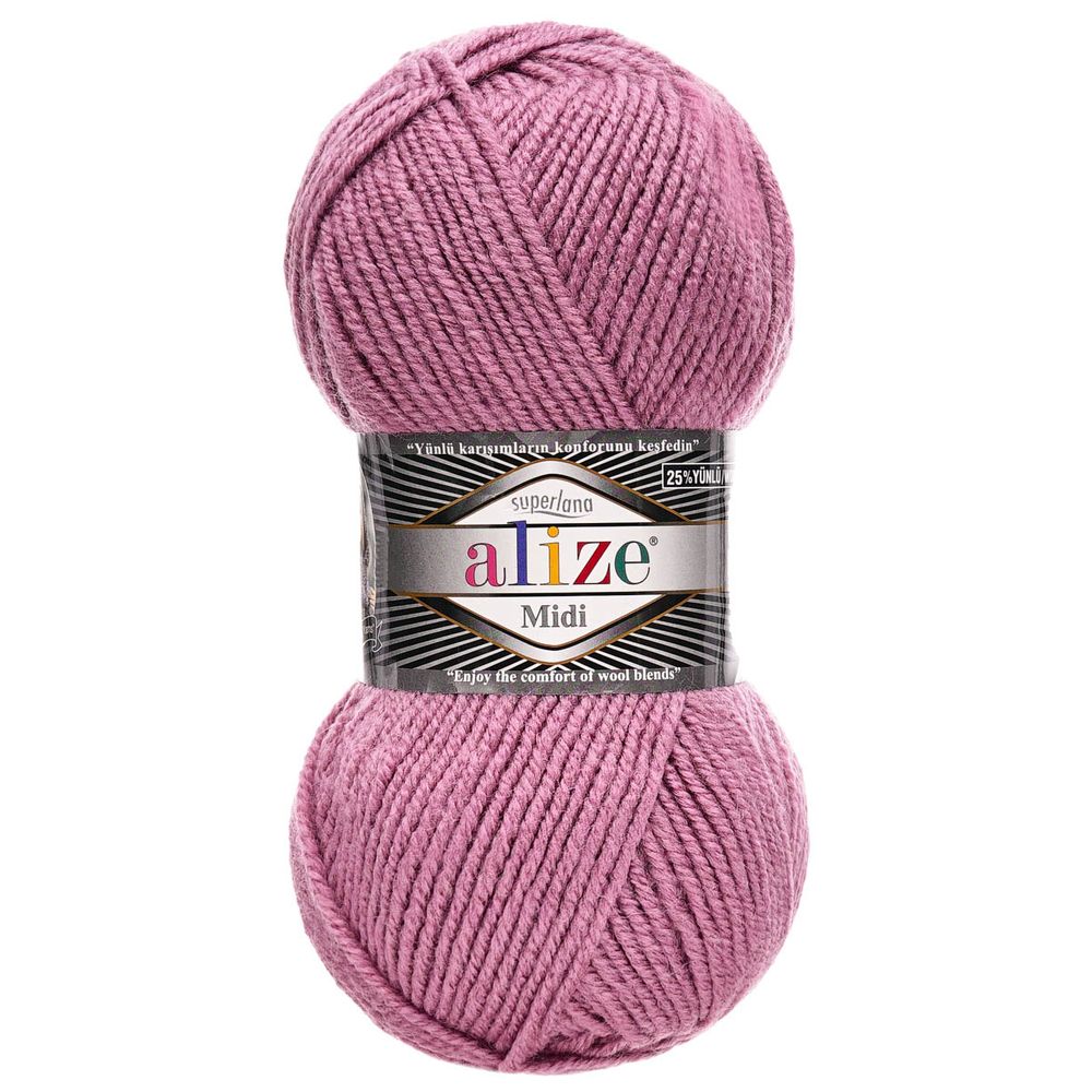 Пряжа Alize (Ализе) Superlana Midi / уп.5 мот. по 100 г, 170м, 028 ярко-сухая роза А