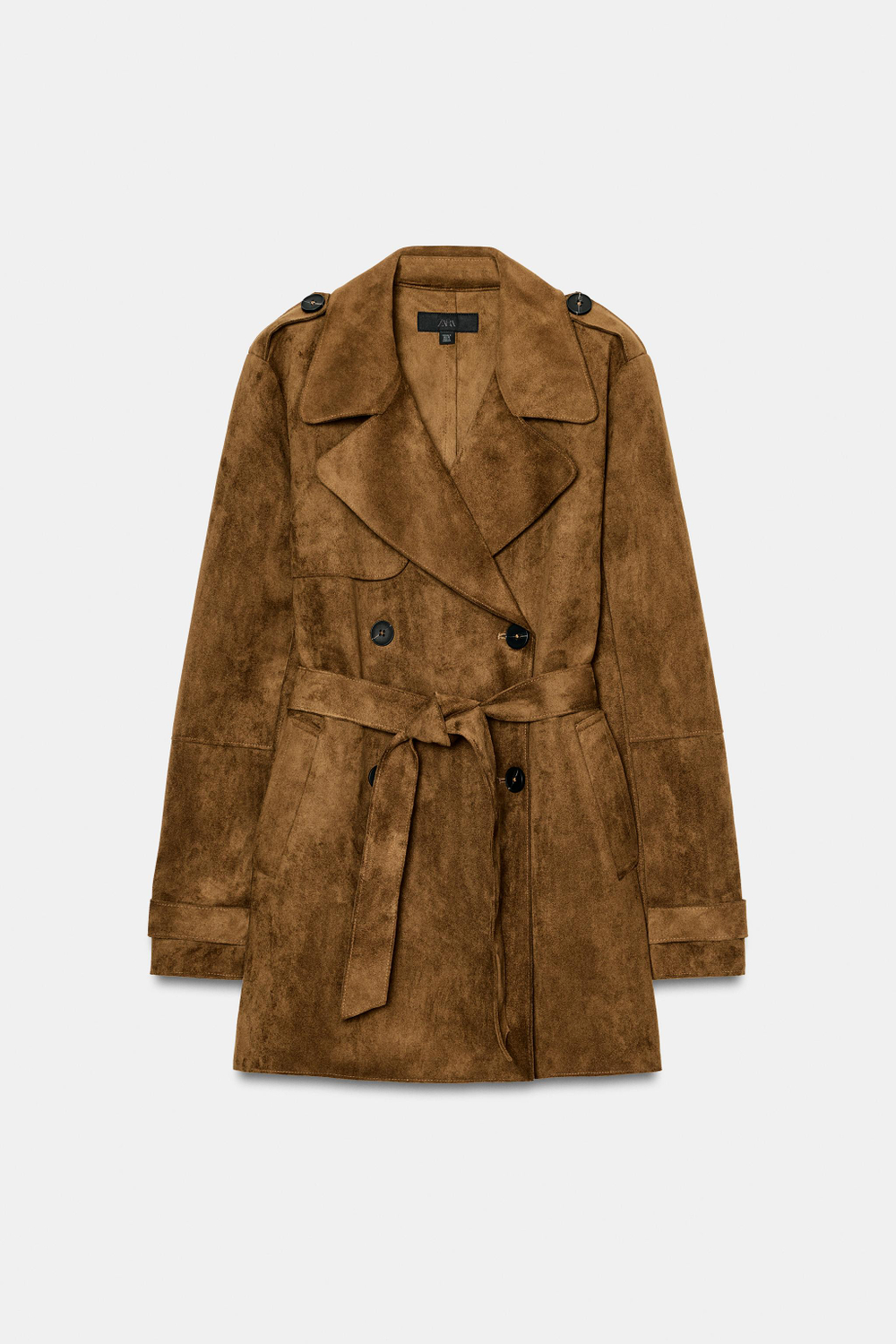 ТРЕНЧ ИЗ ИСКУССТВЕННОЙ ЗАМШИ С ПОЯСОМ — ZARA