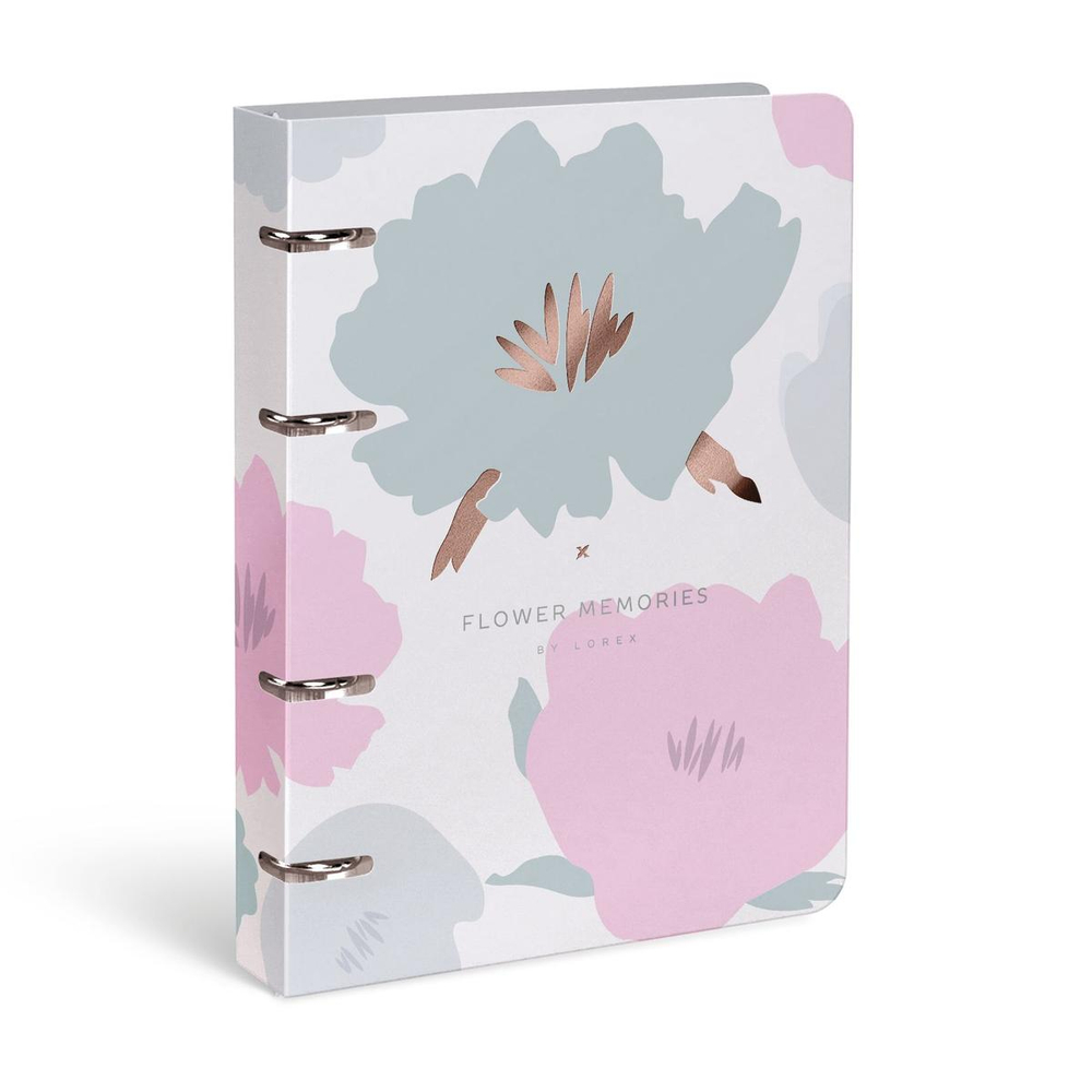 Тетрадь со сменным блоком, на кольцах А5 120л. клет. "Flower memories" мел. карт. soft touch (Lorex)