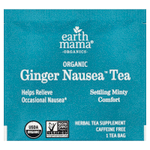Earth Mama, Organics, органический чай Nausea™ с имбирем, успокаивающий мятный чай, без кофеина, 16 чайных пакетиков, 27,2 г (0,96 унции)