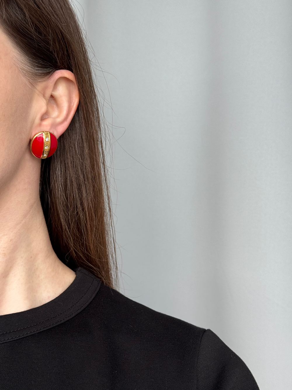 Серьги с красной эмалью и кристаллами Avon