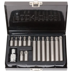 Набор бит TORX с битодержателем,15пр. 1/2''(L: 30/75мм, Т20,Т25,Т30,Т40,Т45,Т50,Т55) RockForce##Rock FORCE RF-4156(C)