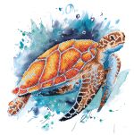 Алмазная (кристальная) мозаика Фрея, постер Морская черепаха, 30х30 см