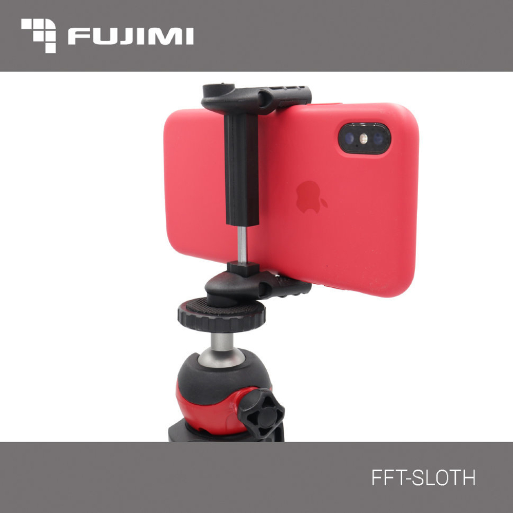 Гибкий штатив Fujimi FFT-SLOTH со складным держателем смартфона и адаптером для GoPro камер
