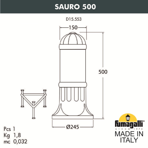 Ландшафтный светильник Fumagalli SAURO D15.553.000.AXF1R.FC1